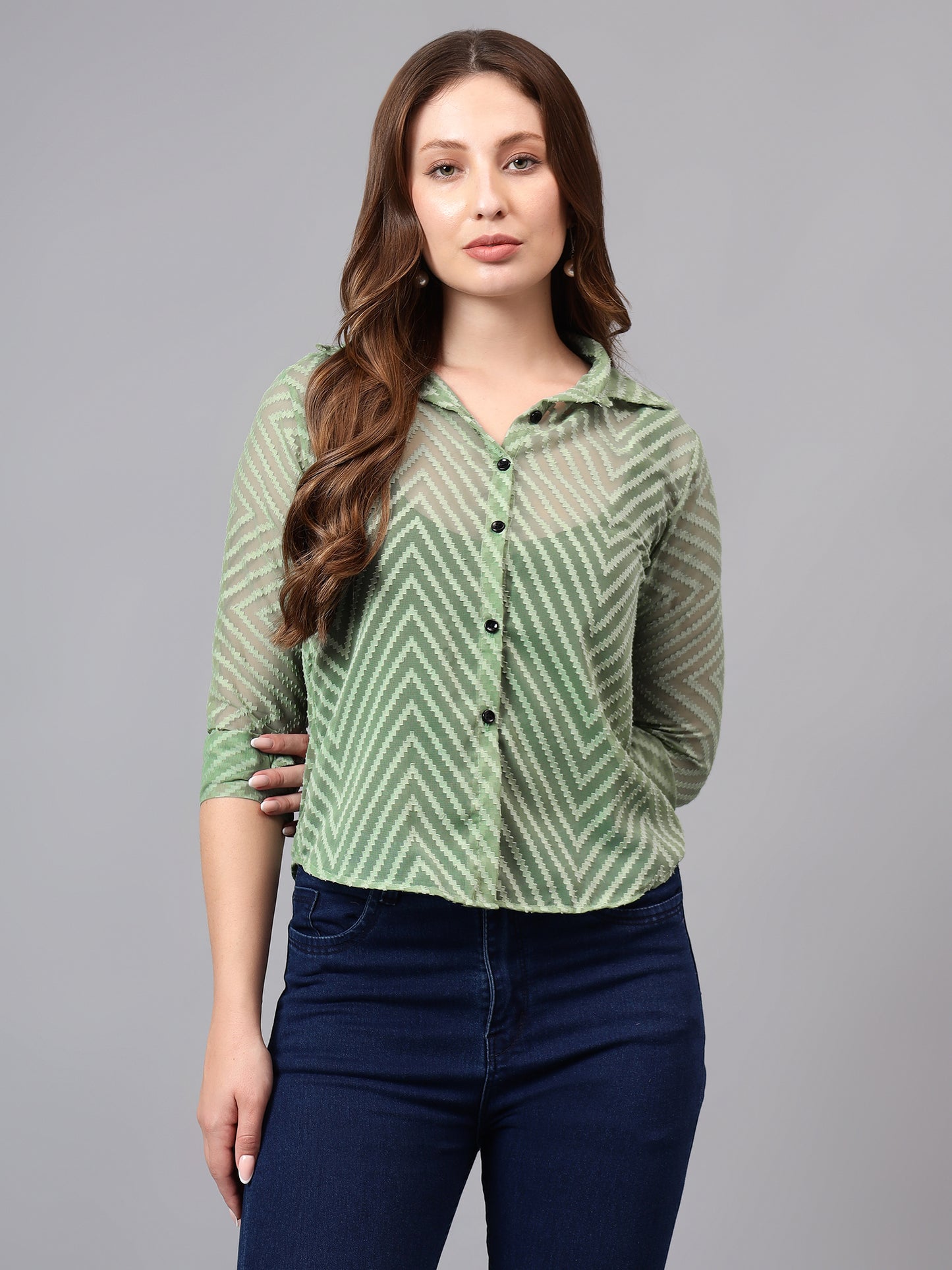 "Elegant Sheer Textured Shirt"