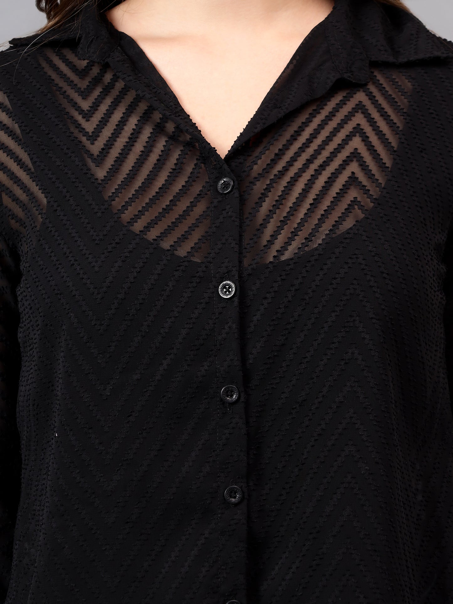"Elegant Sheer Textured Shirt"