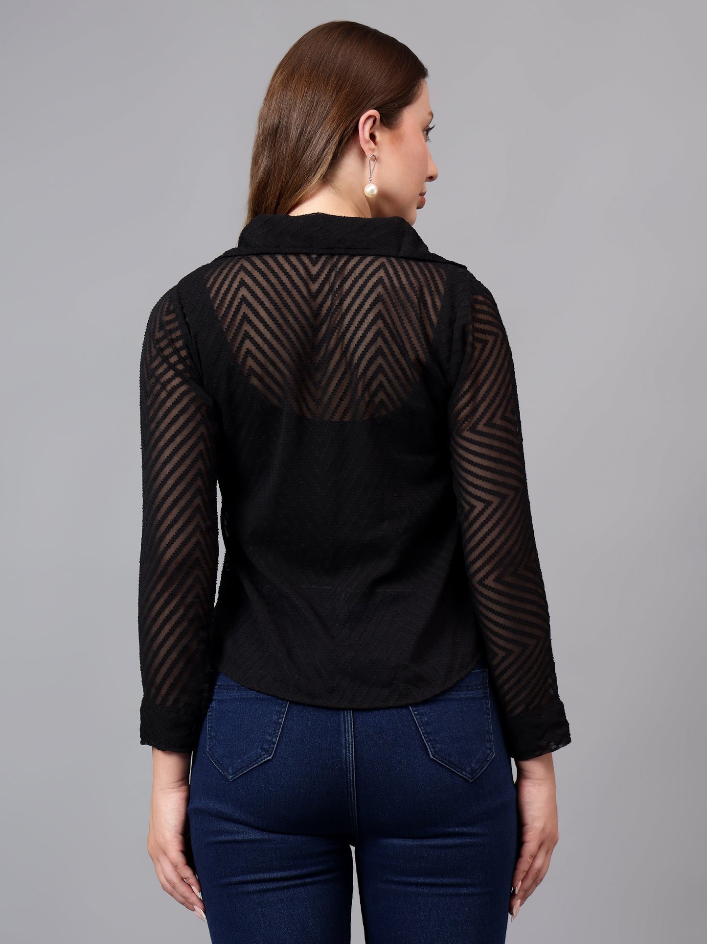 "Elegant Sheer Textured Shirt"