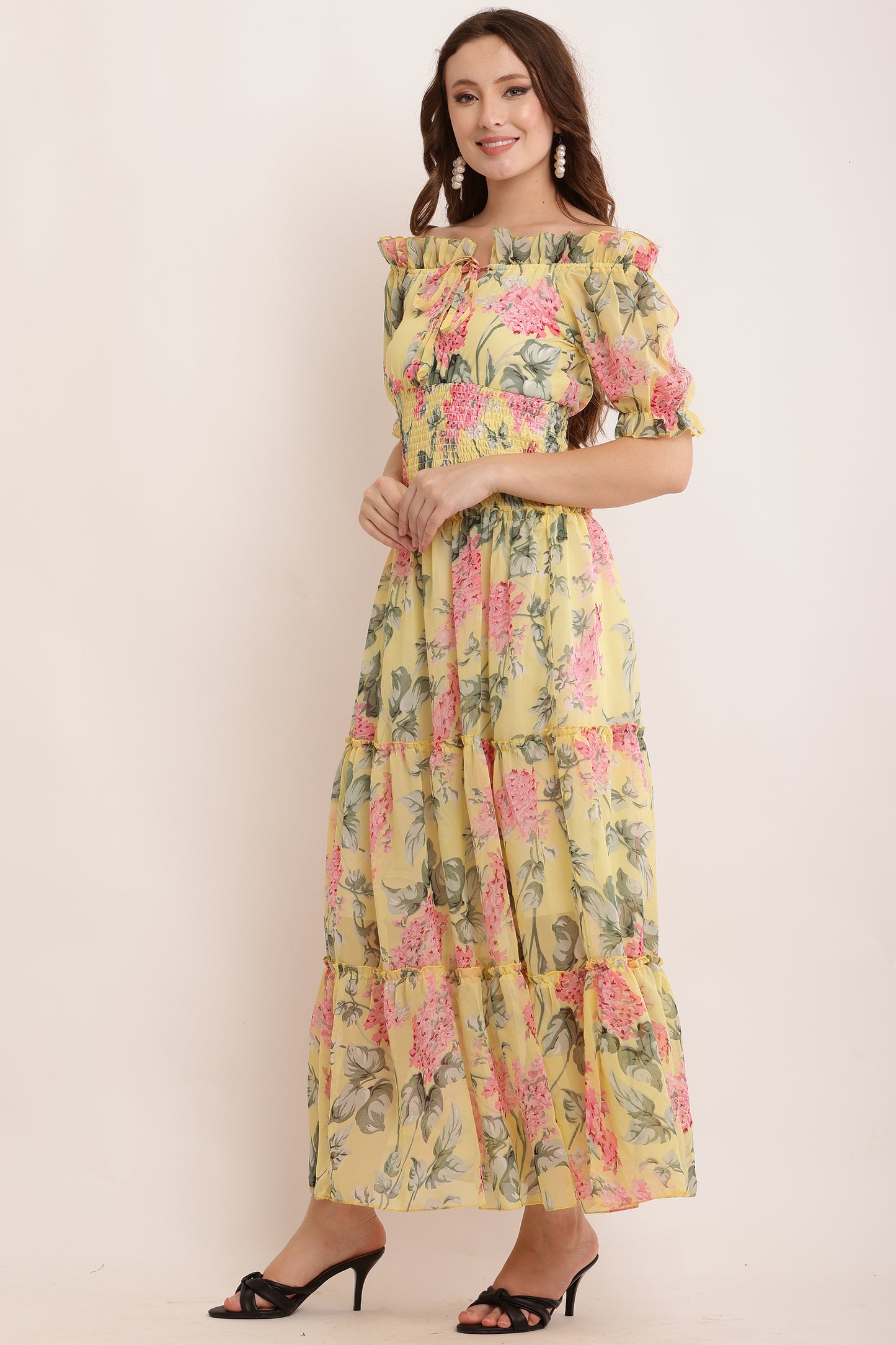 Stylish Ruffle Neck, Frill Dress