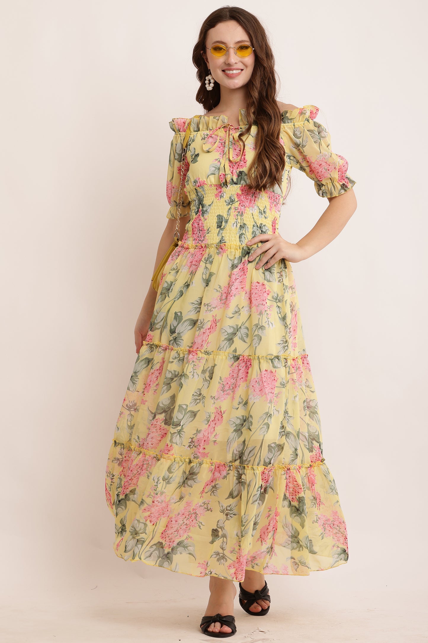 Stylish Ruffle Neck, Frill Dress