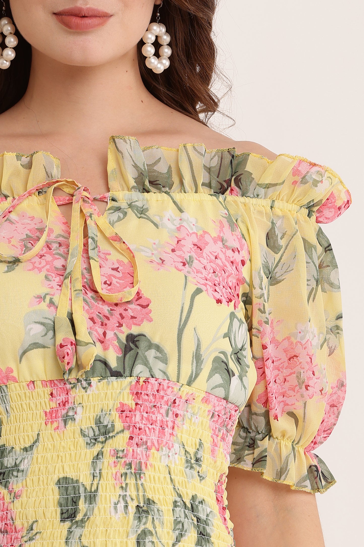 Stylish Ruffle Neck, Frill Dress