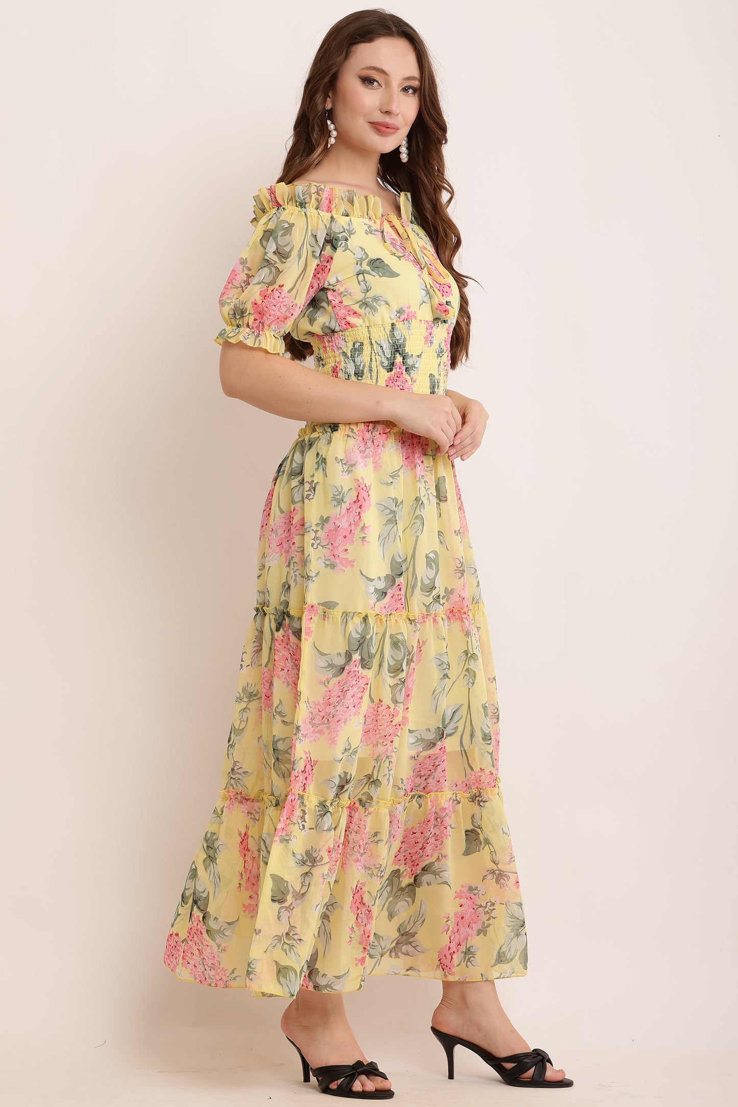 Stylish Ruffle Neck, Frill Dress